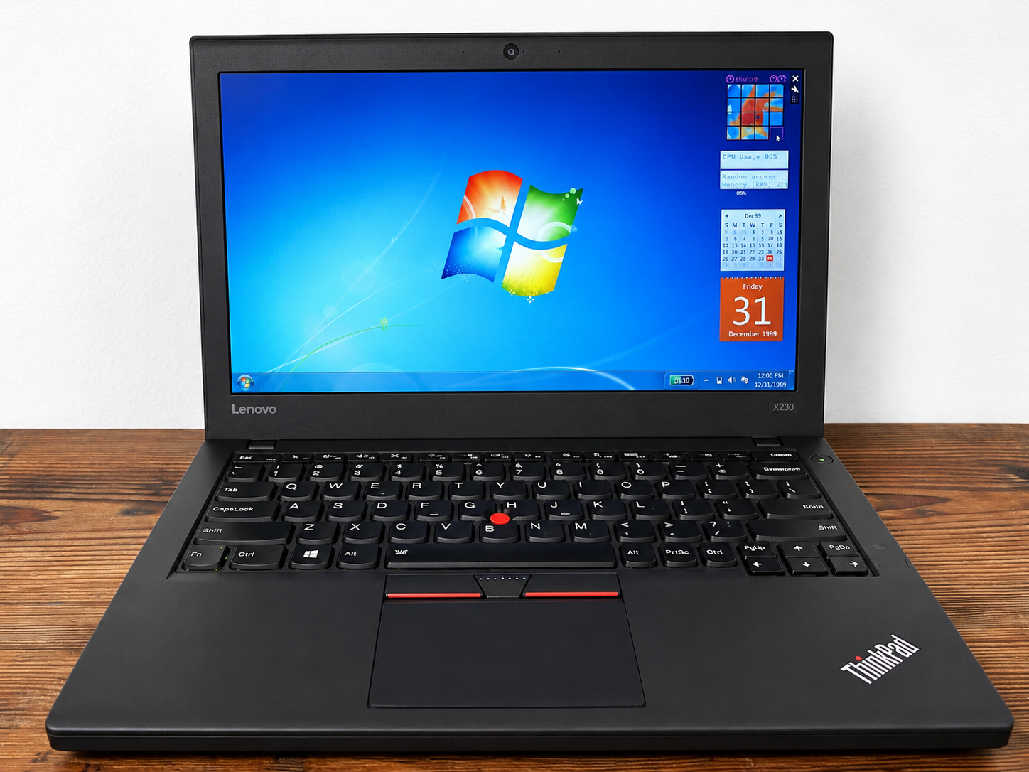 The ThinkPad running its original Windows desktop before the Linux rebuild.