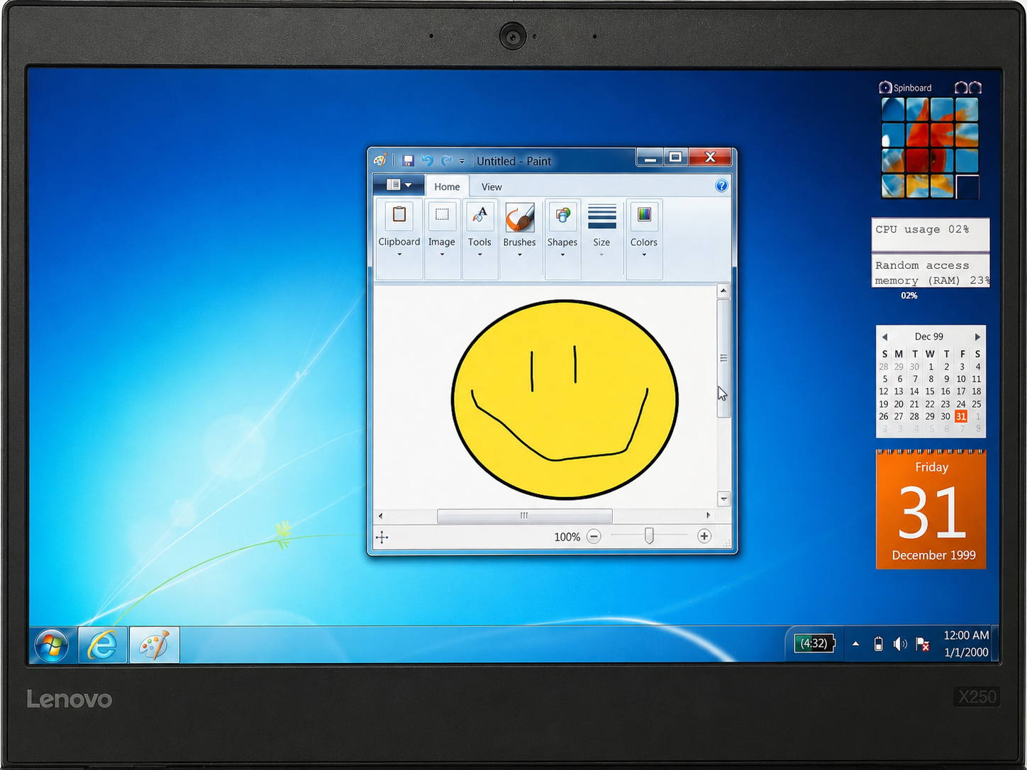 A close-up of the original Windows desktop.